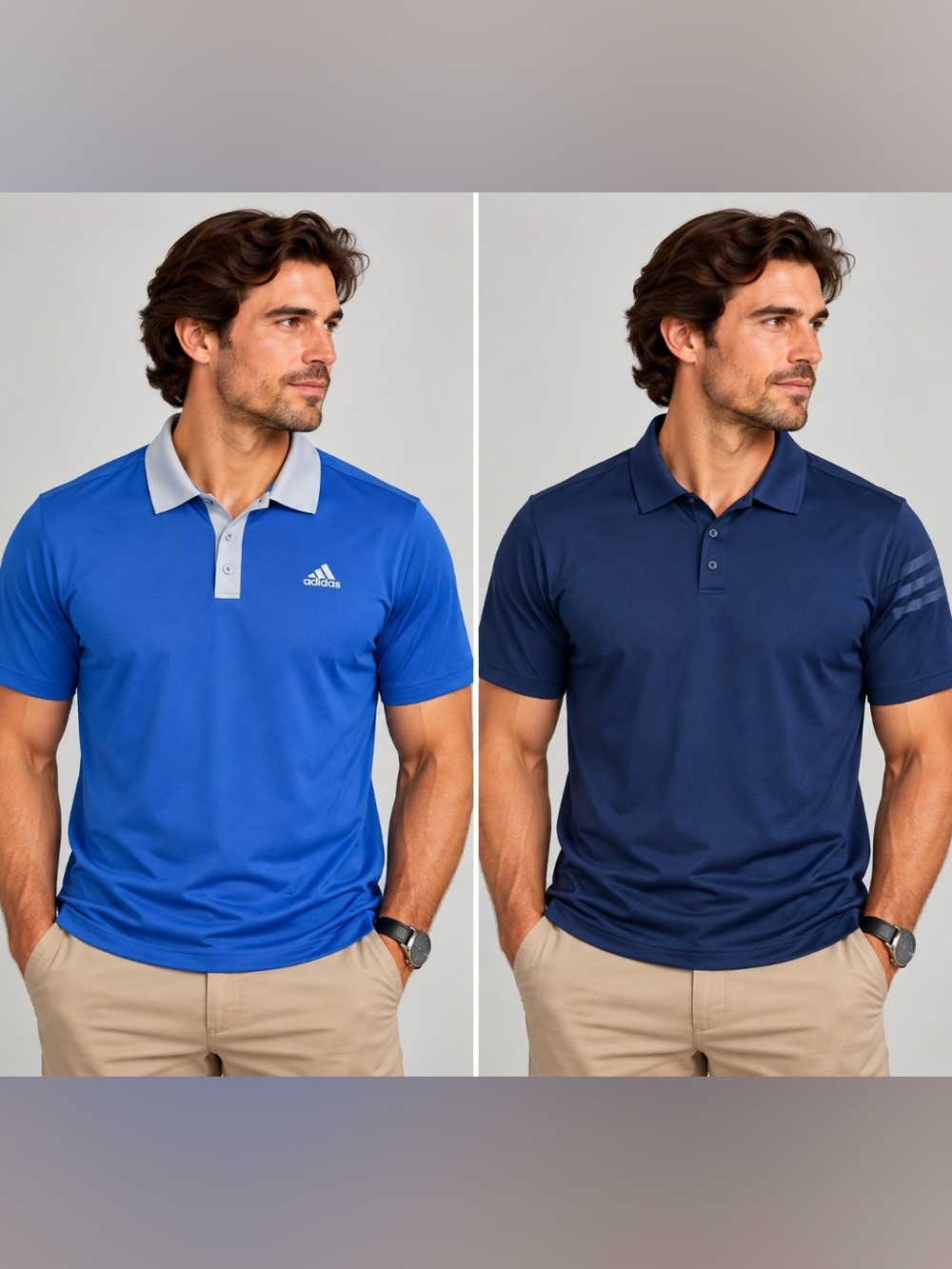 Adidas Men’s Golf Polo Shirt Bundle – Size Medium – Blue / Navy